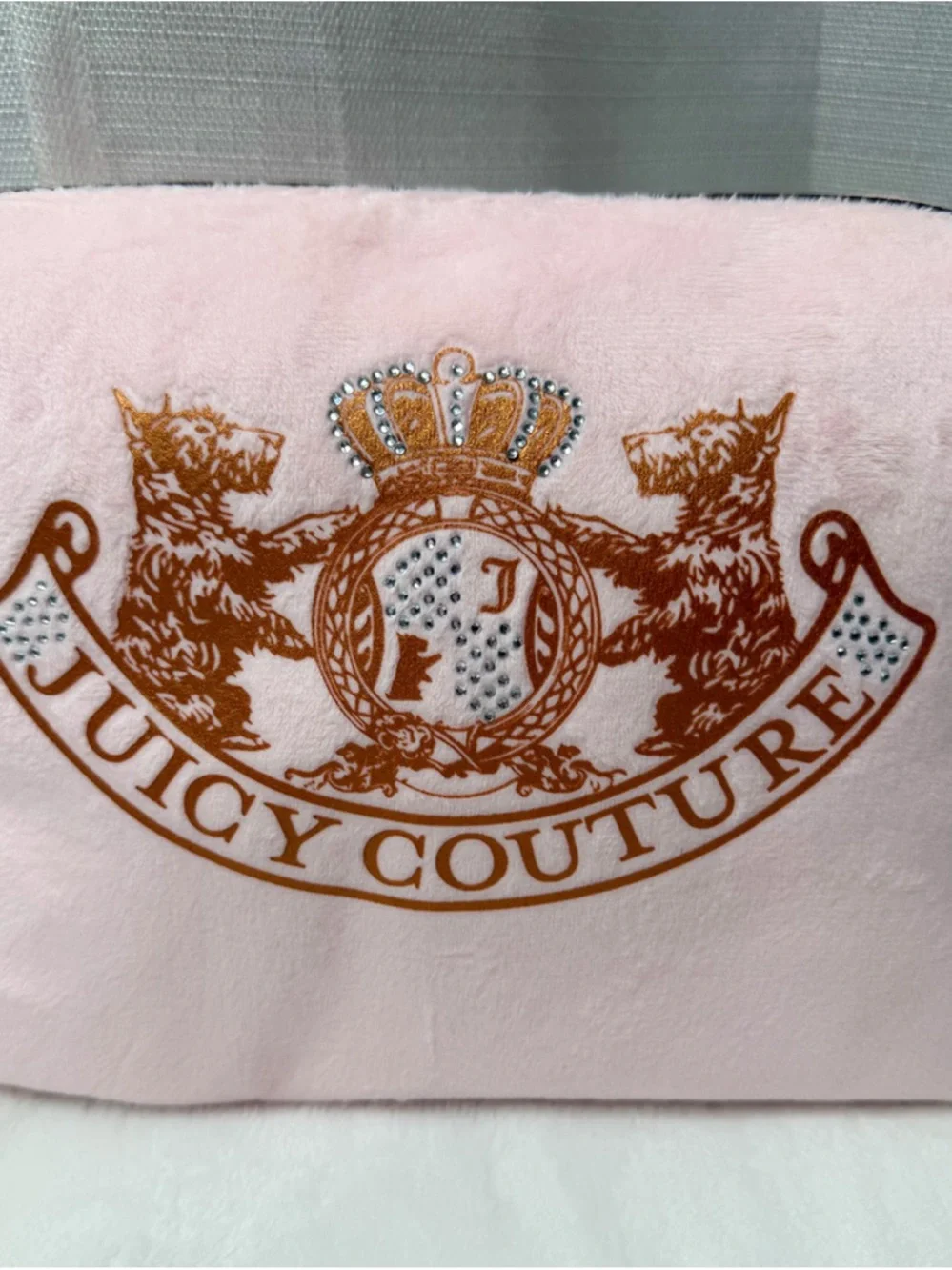 Juicy Couture Pink Velour Makeup Bag NWT Crown Logo Rhinestone Pouch Y2K